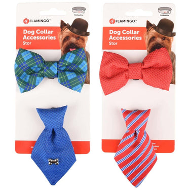 Flamingo Badger & Bow Tie Dog Collar Accessories -